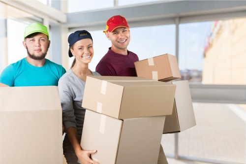 Packing boxes and moving supplies prepared for a Kensington home move